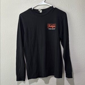 Black Long Sleeve Shirt with Tokyo Graphic
